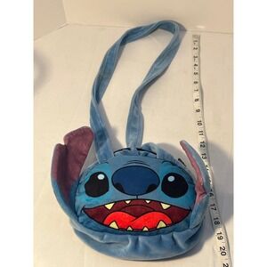 Disney Stitch Plush Handbag Bag Purse Crossbody Blue Velour Character Accessory‎